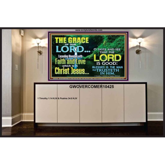 SEEK THE EXCEEDING ABUNDANT FAITH AND LOVE IN CHRIST JESUS  Ultimate Inspirational Wall Art Portrait  GWOVERCOMER10425  