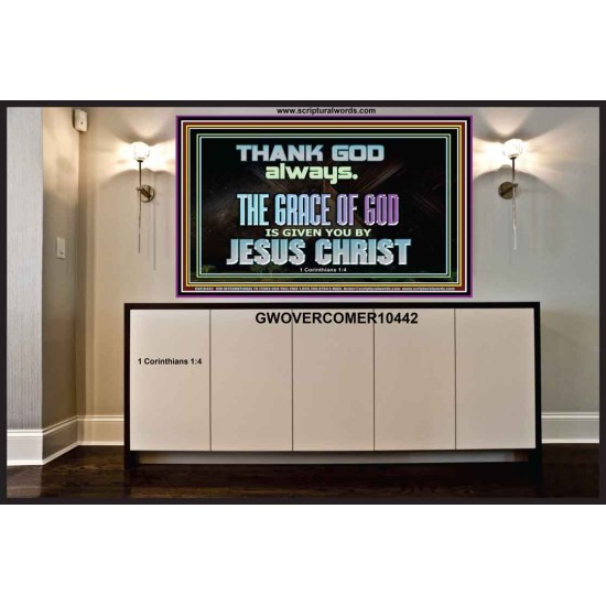 THANKING GOD ALWAYS OPENS GREATER DOOR  Scriptural Décor Portrait  GWOVERCOMER10442  