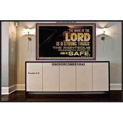 THE NAME OF THE LORD IS A STRONG TOWER  Contemporary Christian Wall Art  GWOVERCOMER10542  "62x44"