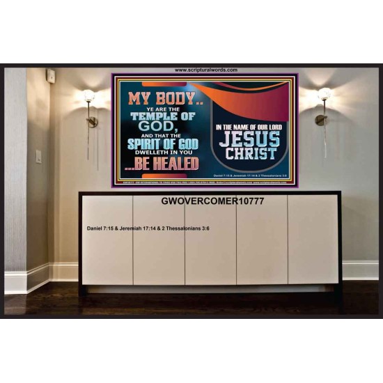 YOU ARE THE TEMPLE OF GOD BE HEALED IN THE NAME OF JESUS CHRIST  Bible Verse Wall Art  GWOVERCOMER10777  