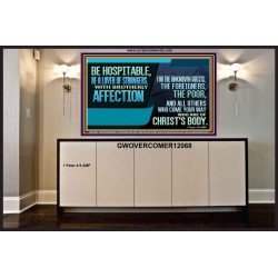 BE A LOVER OF STRANGERS WITH BROTHERLY AFFECTION FOR THE UNKNOWN GUEST  Bible Verse Wall Art  GWOVERCOMER12068  "62x44"