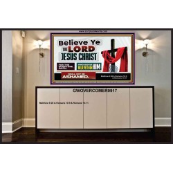 WHOSOEVER BELIEVETH ON HIM SHALL NOT BE ASHAMED  Contemporary Christian Wall Art  GWOVERCOMER9917  "62x44"