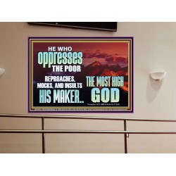 OPRRESSING THE POOR IS AGAINST THE WILL OF GOD  Large Scripture Wall Art  GWOVERCOMER10429  "62x44"