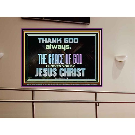 THANKING GOD ALWAYS OPENS GREATER DOOR  Scriptural Décor Portrait  GWOVERCOMER10442  