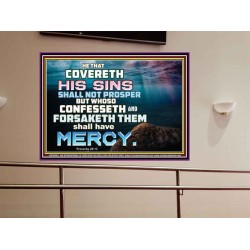 HE THAT COVERETH HIS SIN SHALL NOT PROSPER  Contemporary Christian Wall Art  GWOVERCOMER10466  "62x44"