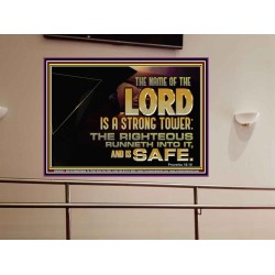 THE NAME OF THE LORD IS A STRONG TOWER  Contemporary Christian Wall Art  GWOVERCOMER10542  "62x44"