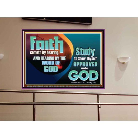 FAITH COMES BY HEARING THE WORD OF CHRIST  Christian Quote Portrait  GWOVERCOMER10558  
