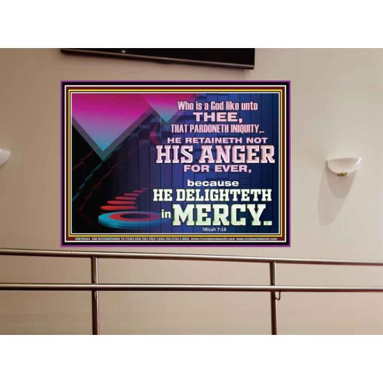THE LORD DELIGHTETH IN MERCY  Contemporary Christian Wall Art Portrait  GWOVERCOMER10564  