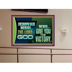 JEHOVAHNISSI THE LORD GOD WHO GIVE YOU THE VICTORY  Bible Verses Wall Art  GWOVERCOMER10774  "62x44"