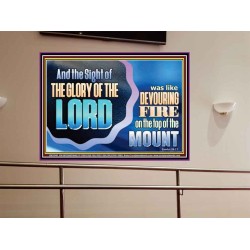 THE SIGHT OF THE GLORY OF THE LORD IS LIKE A DEVOURING FIRE ON THE TOP OF THE MOUNT  Righteous Living Christian Picture  GWOVERCOMER11748  "62x44"