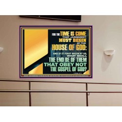 FOR THE TIME IS COME THAT JUDGEMENT MUST BEGIN AT THE HOUSE OF THE LORD  Modern Christian Wall Décor Portrait  GWOVERCOMER12075  "62x44"