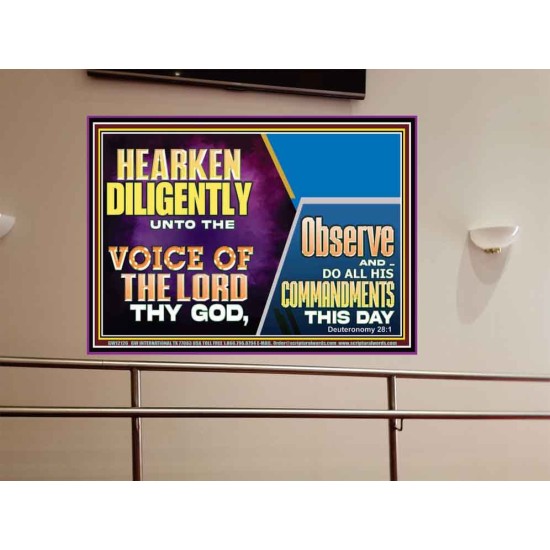 HEARKEN DILIGENTLY UNTO THE VOICE OF THE LORD THY GOD  Custom Wall Scriptural Art  GWOVERCOMER12126  