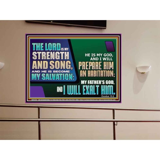 THE LORD IS MY STRENGTH AND SONG AND I WILL EXALT HIM  Children Room Wall Portrait  GWOVERCOMER12357  
