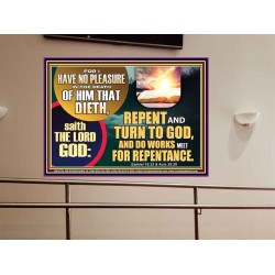 REPENT AND TURN TO GOD AND DO WORKS MEET FOR REPENTANCE  Christian Quotes Portrait  GWOVERCOMER12716  "62x44"