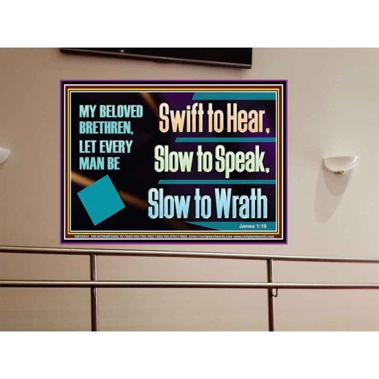 SWIFT TO HEAR SLOW TO SPEAK SLOW TO WRATH  Church Decor Portrait  GWOVERCOMER13054  