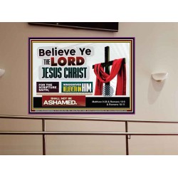 WHOSOEVER BELIEVETH ON HIM SHALL NOT BE ASHAMED  Contemporary Christian Wall Art  GWOVERCOMER9917  "62x44"