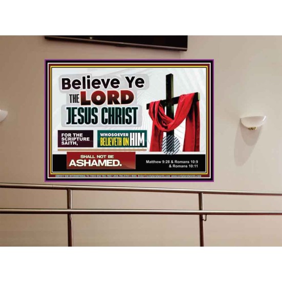 WHOSOEVER BELIEVETH ON HIM SHALL NOT BE ASHAMED  Contemporary Christian Wall Art  GWOVERCOMER9917  