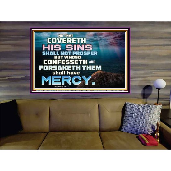 HE THAT COVERETH HIS SIN SHALL NOT PROSPER  Contemporary Christian Wall Art  GWOVERCOMER10466  