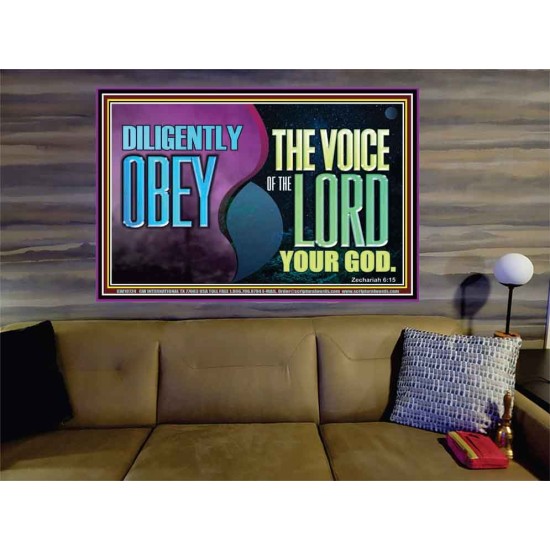 DILIGENTLY OBEY THE VOICE OF THE LORD OUR GOD  Bible Verse Art Prints  GWOVERCOMER10724  