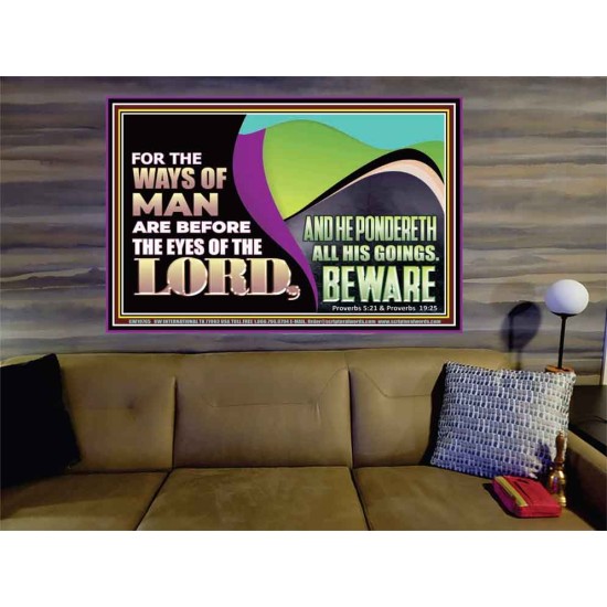 THE WAYS OF MAN ARE BEFORE THE EYES OF THE LORD  Contemporary Christian Wall Art Portrait  GWOVERCOMER10765  