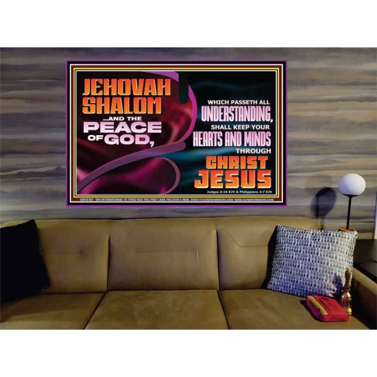 JEHOVAH SHALOM THE PEACE OF GOD KEEP YOUR HEARTS AND MINDS  Bible Verse Wall Art Portrait  GWOVERCOMER10782  