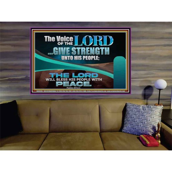 THE VOICE OF THE LORD GIVE STRENGTH UNTO HIS PEOPLE  Contemporary Christian Wall Art Portrait  GWOVERCOMER10795  