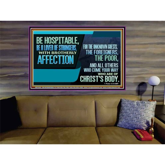 BE A LOVER OF STRANGERS WITH BROTHERLY AFFECTION FOR THE UNKNOWN GUEST  Bible Verse Wall Art  GWOVERCOMER12068  