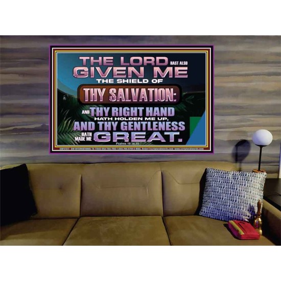 THY RIGHT HAND HATH HOLDEN ME UP  Ultimate Inspirational Wall Art Portrait  GWOVERCOMER12377  