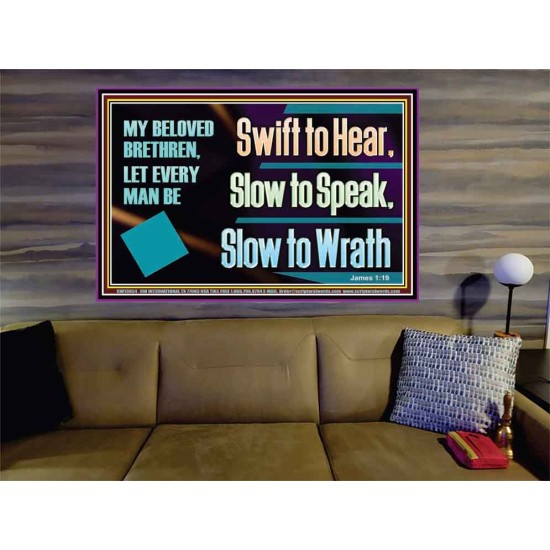 SWIFT TO HEAR SLOW TO SPEAK SLOW TO WRATH  Church Decor Portrait  GWOVERCOMER13054  