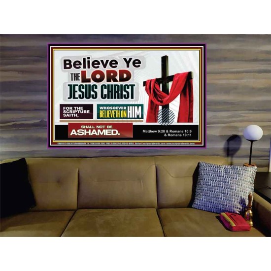 WHOSOEVER BELIEVETH ON HIM SHALL NOT BE ASHAMED  Contemporary Christian Wall Art  GWOVERCOMER9917  