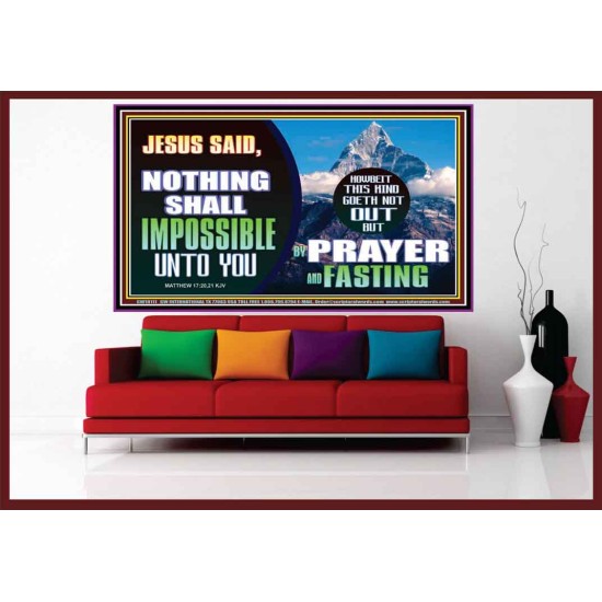 WITH GOD NOTHING SHALL BE IMPOSSIBLE  Modern Wall Art  GWOVERCOMER10111  