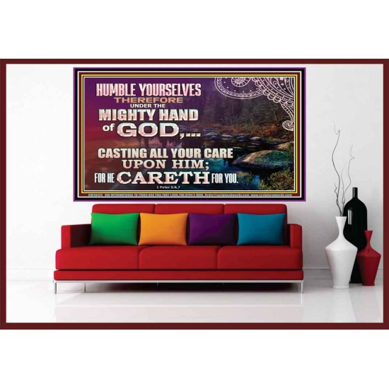 CASTING YOUR CARE UPON HIM FOR HE CARETH FOR YOU  Sanctuary Wall Portrait  GWOVERCOMER10424  