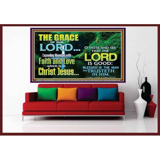 SEEK THE EXCEEDING ABUNDANT FAITH AND LOVE IN CHRIST JESUS  Ultimate Inspirational Wall Art Portrait  GWOVERCOMER10425  