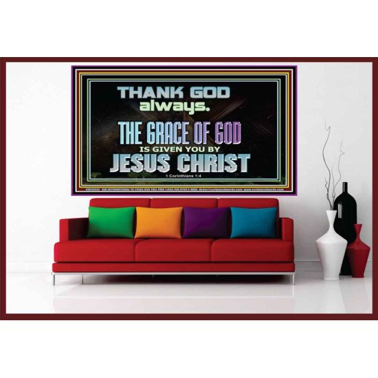 THANKING GOD ALWAYS OPENS GREATER DOOR  Scriptural Décor Portrait  GWOVERCOMER10442  