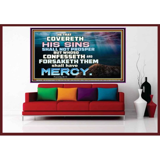 HE THAT COVERETH HIS SIN SHALL NOT PROSPER  Contemporary Christian Wall Art  GWOVERCOMER10466  