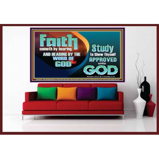 FAITH COMES BY HEARING THE WORD OF CHRIST  Christian Quote Portrait  GWOVERCOMER10558  