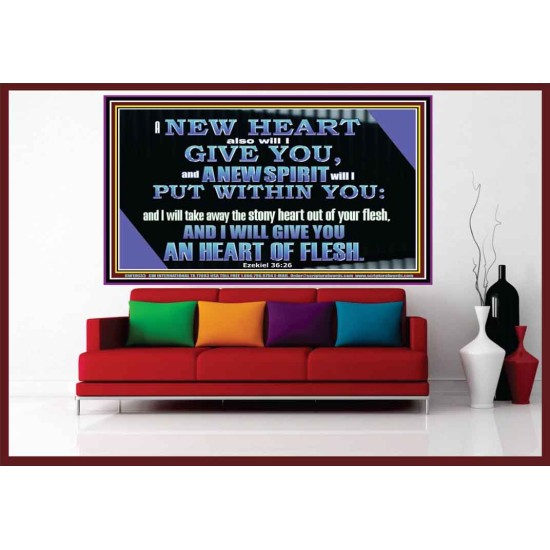 I WILL GIVE YOU A NEW HEART AND NEW SPIRIT  Bible Verse Wall Art  GWOVERCOMER10633  