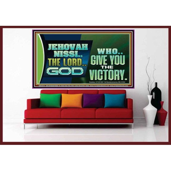 JEHOVAHNISSI THE LORD GOD WHO GIVE YOU THE VICTORY  Bible Verses Wall Art  GWOVERCOMER10774  