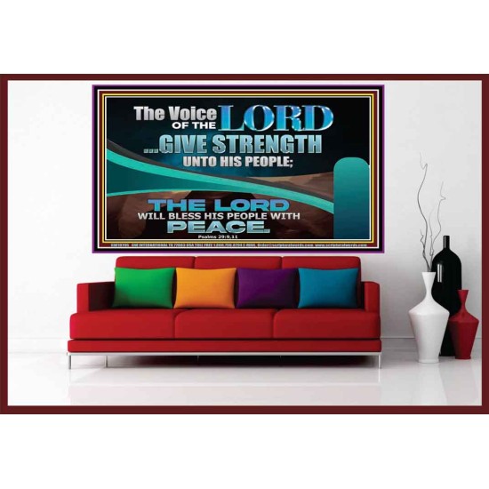 THE VOICE OF THE LORD GIVE STRENGTH UNTO HIS PEOPLE  Contemporary Christian Wall Art Portrait  GWOVERCOMER10795  