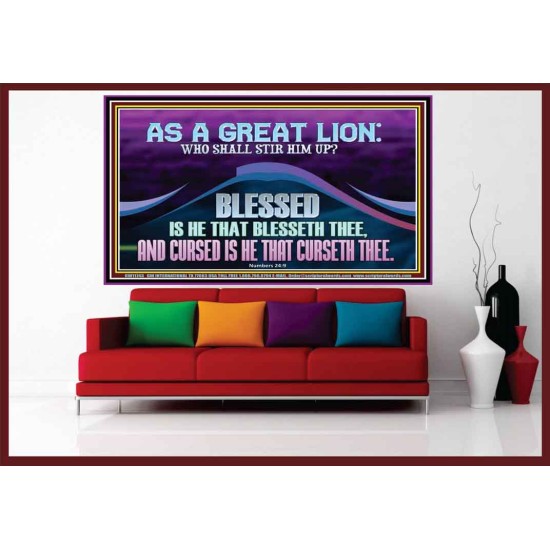 AS A GREAT LION WHO SHALL STIR HIM UP  Scriptural Portrait Glass Portrait  GWOVERCOMER11743  