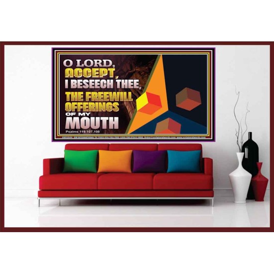 ACCEPT THE FREEWILL OFFERINGS OF MY MOUTH  Bible Verse Portrait  GWOVERCOMER12044  