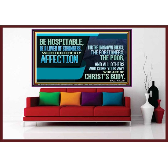 BE A LOVER OF STRANGERS WITH BROTHERLY AFFECTION FOR THE UNKNOWN GUEST  Bible Verse Wall Art  GWOVERCOMER12068  