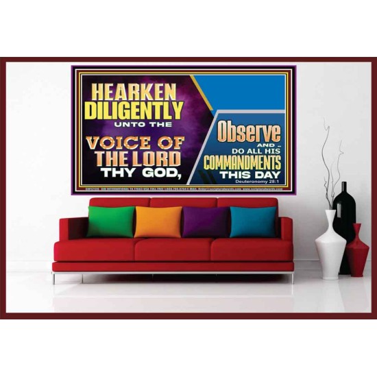 HEARKEN DILIGENTLY UNTO THE VOICE OF THE LORD THY GOD  Custom Wall Scriptural Art  GWOVERCOMER12126  