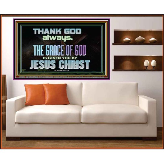 THANKING GOD ALWAYS OPENS GREATER DOOR  Scriptural Décor Portrait  GWOVERCOMER10442  