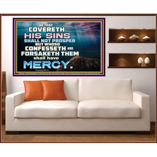 HE THAT COVERETH HIS SIN SHALL NOT PROSPER  Contemporary Christian Wall Art  GWOVERCOMER10466  