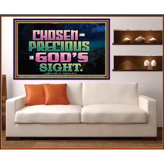 CHOSEN AND PRECIOUS IN THE SIGHT OF GOD  Modern Christian Wall Décor Portrait  GWOVERCOMER10494  