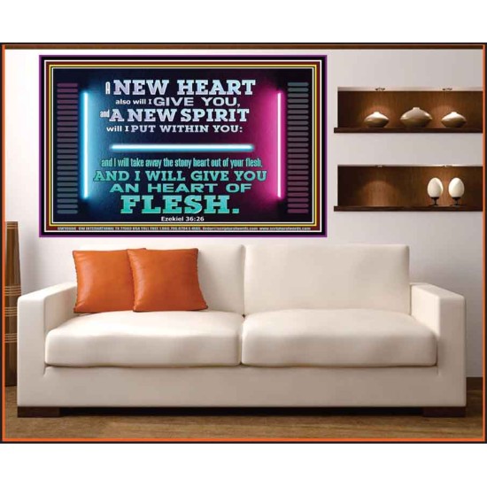 A NEW HEART ALSO WILL I GIVE YOU  Custom Wall Scriptural Art  GWOVERCOMER10608  