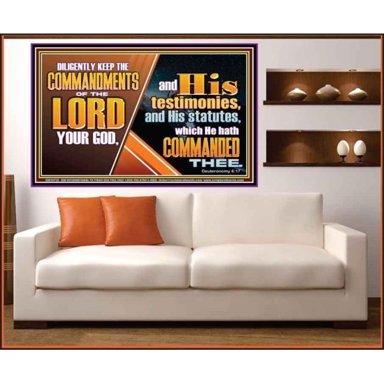 DILIGENTLY KEEP THE COMMANDMENTS OF THE LORD OUR GOD  Ultimate Inspirational Wall Art Portrait  GWOVERCOMER10719  