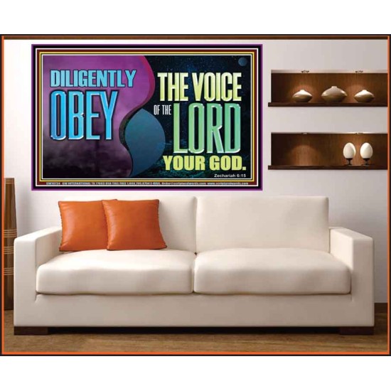 DILIGENTLY OBEY THE VOICE OF THE LORD OUR GOD  Bible Verse Art Prints  GWOVERCOMER10724  