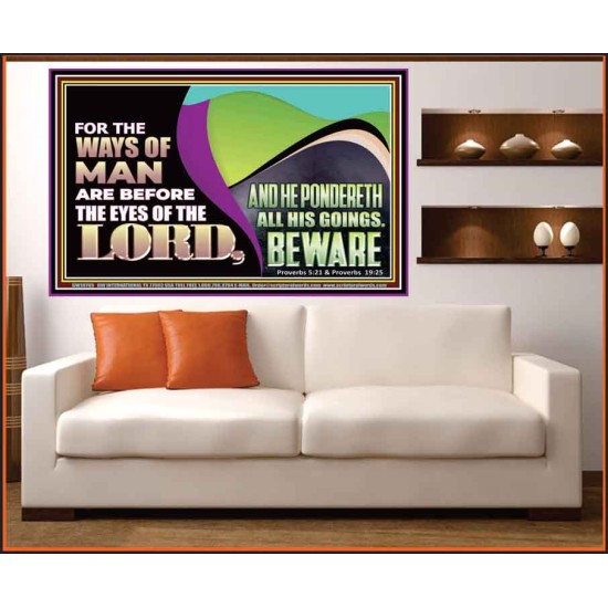 THE WAYS OF MAN ARE BEFORE THE EYES OF THE LORD  Contemporary Christian Wall Art Portrait  GWOVERCOMER10765  